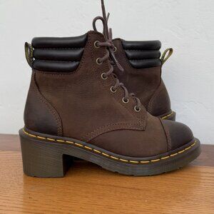 Dr. Martens Alexandra Brown Heeled Ankle Combat Boots Women’s Size 6 US